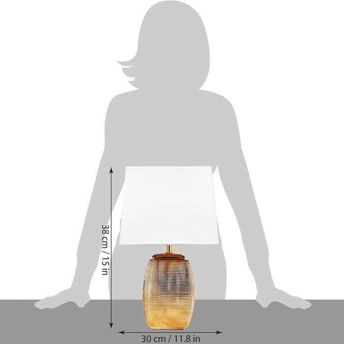 Настільна лампа BRUBAKER 2 шт. - Золота керамічна підставка, білий абажур - 38 см