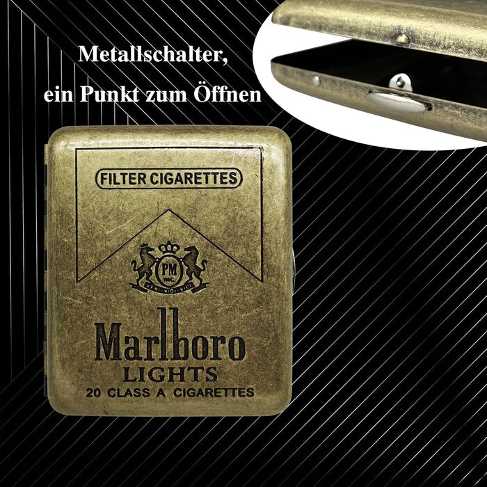 Металеве етажерка для сигарет на 20 штук, сімейний дизайн, нержавіюча сталь, підходить для чоловіків та жінок, 2 шт. (1 шт. Marlboro)