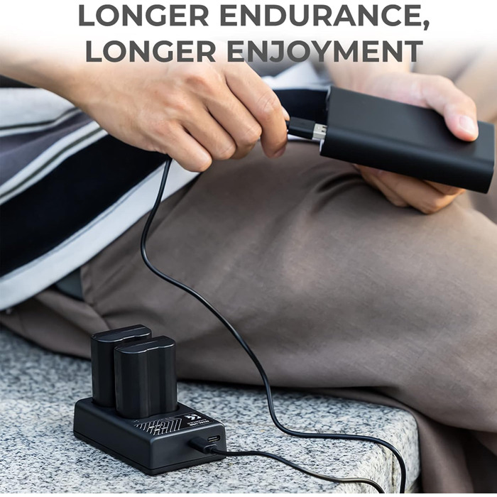 Зарядний пристрій для акумулятора Nikon EN-EL15/EN-EL15a/EN-EL15b з подвійним слотом K&F CONCEPT, Micro USB та Type-C, швидка зарядка для Nikon D7000, D7100, D7200, D750, D850, D810, D800, D800E, D610, D600, D500