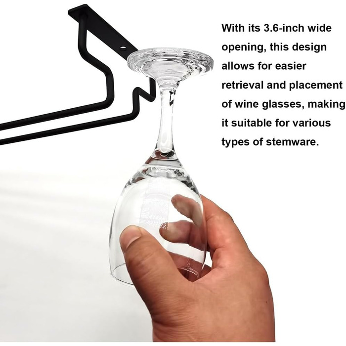 Тримач для келихів Heyouth, 4 шт., 40 см, для ресторану, бару, готелю, дому. Чорний колір.