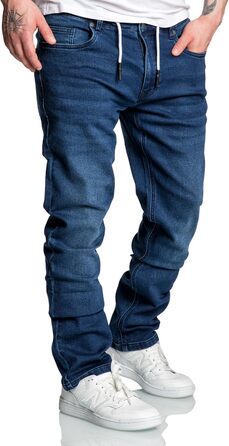 Чоловічі спортивні штани Amaci&Sons з еластичного деніму, темно-сині 7031 (36W), джоггери на зав'язках