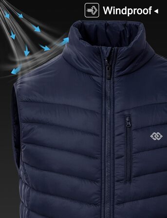 Чоловіча жилетка MoFiz: легка степна жилетка з коміром-стійкою, тепла, з підкладкою, гібридна, для активного відпочинку, роботи, гольфу, хайкінгу, темно-синього кольору