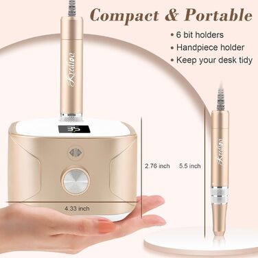 Електричний фрезер для нігтів Kredioo 11 в 1 з LED дисплеєм, 35000 об/хв, для манікюру та педикюру (манікюрний фрезер)