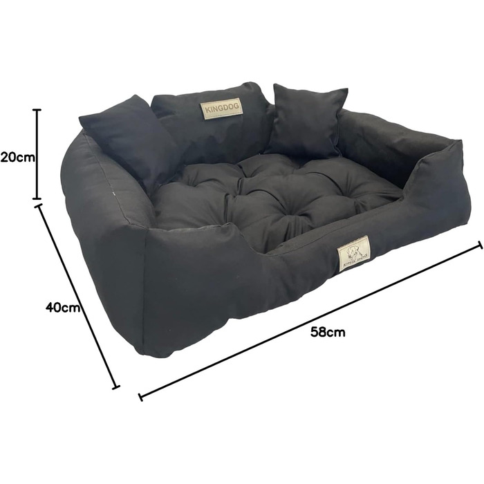 Ліжко для собак та котів KingDog з двома подушками, зручний кошик для домашніх тварин, миється, водонепроникний PVC, розмір M (75x65 см), чорний колір
