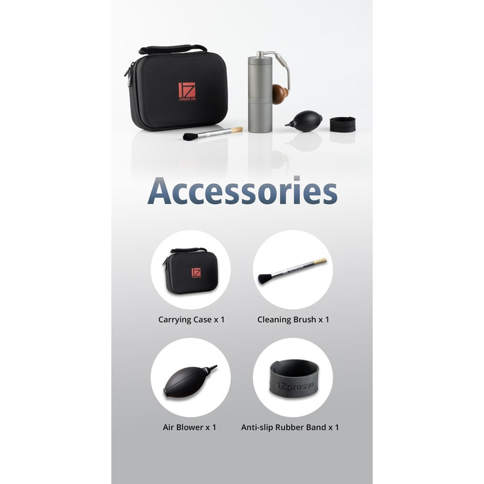 Кавомолка ручна 1Zpresso X-Ultra, чорна, з металевим корпусом, сталевий монтаж, конічні жорна, регулювання, магнітний замок