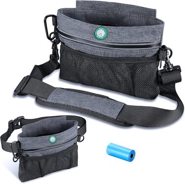 Сумка для ласощів для собак Brifit з магнітною застібкою, для тренувань, з регульованим шнурком, знімною внутрішньою кишенькою та дозатором для пакетів, 4 x 22 x 27 см