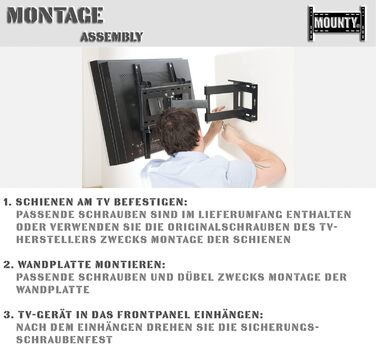 Кріплення для телевізора MOUNTY MY364: рухливе, до 80 кг, VESA 600x400 мм