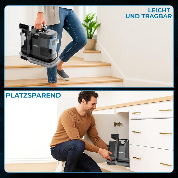 Портативний пилосос для чищення килимів Powell 450W - 13kPA, для килимів, диванів, оббивки, авто