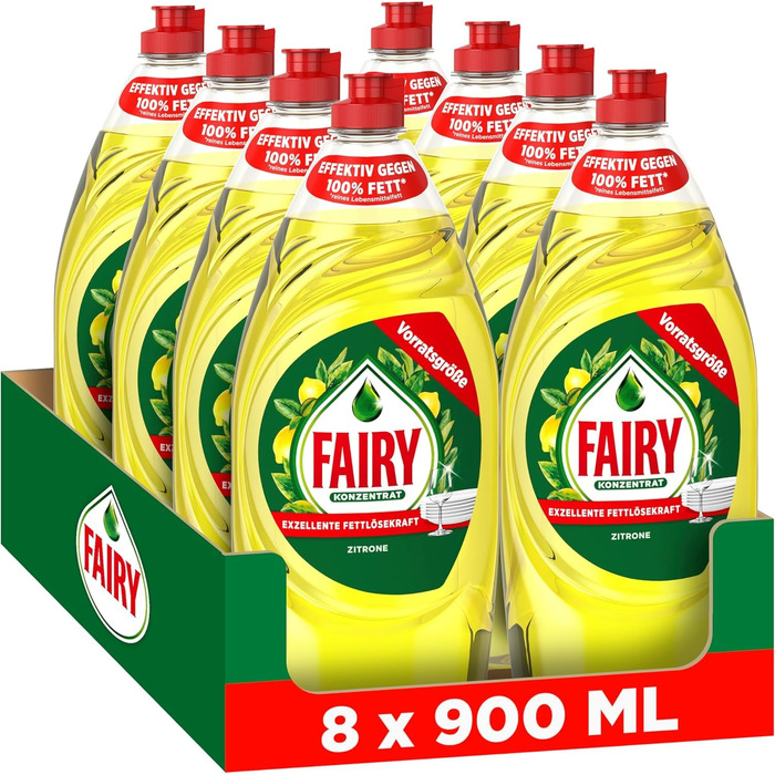 Засіб для миття посуду Fairy з лимоном, набір 8 шт по 900 мл