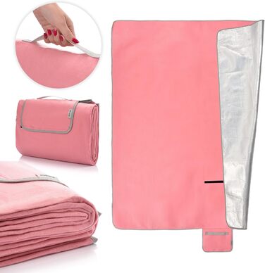 Плед для пікніка Meteor XXL водонепроникний, 200x200 см, Рожевий - термоізоляційний килимок для кемпінгу, пляжу, саду