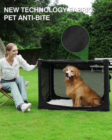 Складана переносна собача будка для собак середніх та великих порід, 106.7 см, з 4 дверцятами, чорна, з сумкою для зберігання, 106*78*78 см