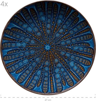 Набір столового посуду MÄSER Aquamarine (12 предметів) - тарілки для супу, десерту та їжі (3 шт. кожної), кераміка, блакитний, для 4 осіб