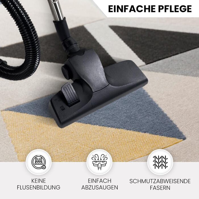 Килимок Livabliss Marietta для вітальні та спальні Boho, 120x170 см, з геометричним візерунком, скандинавський стиль, бежевий, жовтий, блакитний