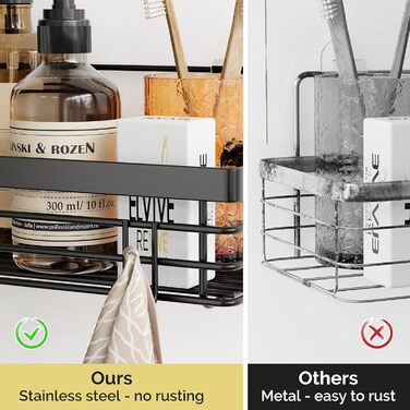 Набір душових корзинок Orimade з полицями та 5 гачками для ванної кімнати (3 шт., чорний)