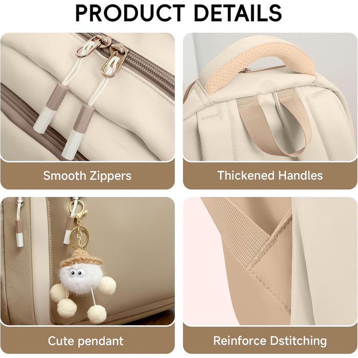 Шкільний рюкзак для дівчинки-підлітка 2025, рюкзак для школи/гімназії, Kawaii рюкзак для старшої школи з відділенням для 15.6' ноутбука, повсякденна шкільна сумка для подорожей, 22L (Хакі)