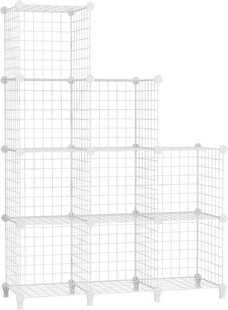 AWTATOS Regal 12 Regal Wire Cube Stackable Shelf Cube DIY Metal Grid Shelf Cube Bookshelf Cube Shelf With Doors For Living Room, Bedroom, Bathroom USCIH12BE (Medium, White)