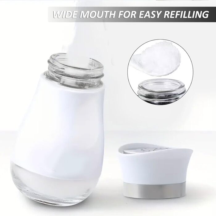 Набір солі та перцю: скляні та нержавіючі солі та перечниці для кухні, подорожей, BBQ. Чорний та білий колір.