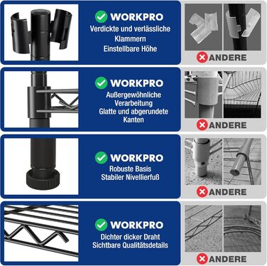 WORKPRO Regal für Wohnzimmer, Lagerregal aus Metall