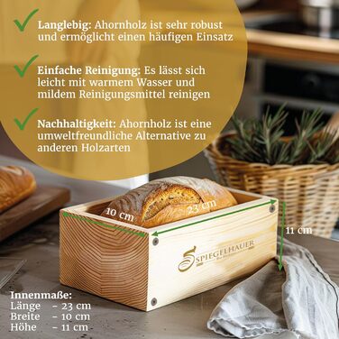 Bäckerei Spiegelhauer Bread Baking Frame Bread Baking Mold Maple Wood Wooden Baking Mold for Bread without Parchment Liner