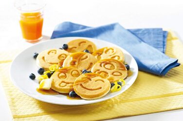 Сковорода для млинців Erreke з антипригарним покриттям, рожева, для індукційних плит, 7 смайликів