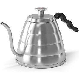 Coffee Gator Swan Neck Kettle with Thermometer, 1200 ml Stainless Steel, Stovetop, High-Quality Kettle for Tea and Coffee with Precision Spout, 5 Cups