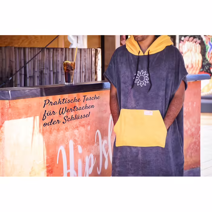 Musegear Surf Poncho - Adult - Mobile Changing Room - One Size - Orange/Anthracite – Changing Aid and Cozy Robe - Stylish and Practical