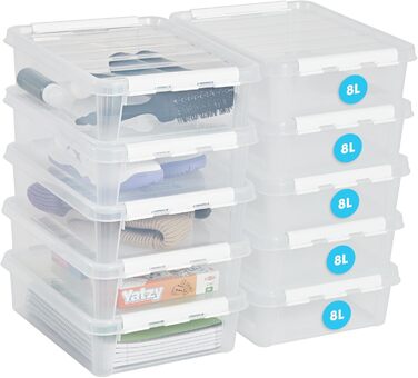 SmartStore - 10x Storage Box with Lid Classic 7.5L (40x30x11cm) | Stackable Box with Lid | Food-Safe Plastic Box | Plastic Box with Lid & Reinforced Corners | 10 Year Warranty