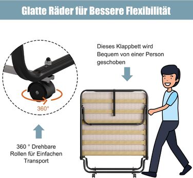 COSTWAY Foldable Guest Bed with Foam Mattress