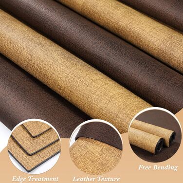 SUEH DESIGN Leather Placemats - Set of 6 Placemats, Washable, Leather-Look, Heat-Resistant PU Faux Leather Placemats for Home Kitchen Dining Table, 43cm x 31cm