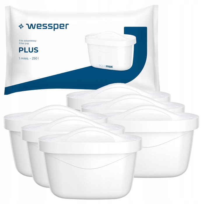 Смінні фільтри для води Wessper Aquamax PLUS для фільтрувального глека, 6 шт.