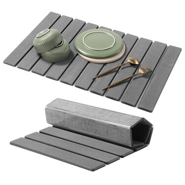 Килимок для посуду абсорбуючий Abtropfmatte 60x40 см з діатоміту для кухні, швидковисихаючий, сірий