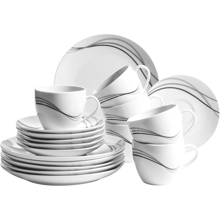 Набір посуду Maser Kombiservice, порцеляна TAJO, білий, 40 x 60 x 40 см (кавовий сервіс на 18 осіб)