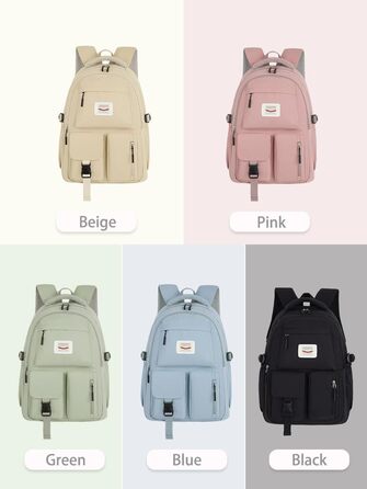 Шкільний рюкзак FIORETTO для підлітків та жінок. Водостійкий, легкий, з відділенням для ноутбука 14 дюймів. Зелений колір.