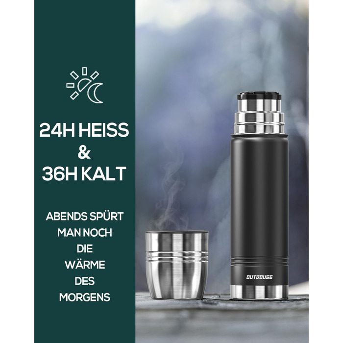 Термотермос, термофляга з нержавіючої сталі, 750 мл, 500 мл, 350 мл, подвійні стінки, без BPA, для газованої води, ізольована пляшка для спорту та відпочинку на природі, чорний колір