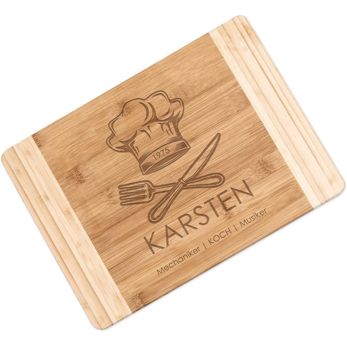 Maverton Bamboo Cutting Board with Engraving - Serving Board - Bread and Cheese Board, Solid Wood - Christmas Gifts - Size: 35x25 cm - Cutting Board for Men - for Birthdays - for Christmas - Chef