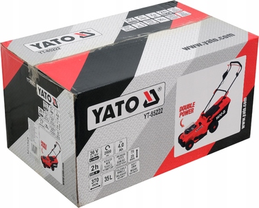 Акумуляторна газонокосарка Yato 36V 4Ah, ширина зрізу 37 см, з травозбірником 35 л