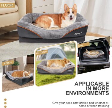 Ортопедичне ліжко для собак Joyelf з піною з пам'яті, 68x50x15 см, знімний чохол, іграшка в подарунок