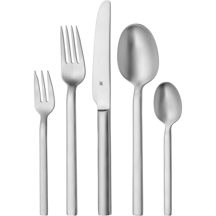 WMF Alteo Stainless Steel Cutlery Set, 6 Person, 30-Piece, Monobloc Knives, Cromargan Stainless Steel Satin Finish, Dishwasher-Safe Cutlery Set