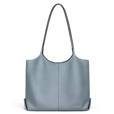 Жіноча шкіряна сумка-шопер Cnoles для офісу, школи, покупок (Синя, 39x12x28.5 см)