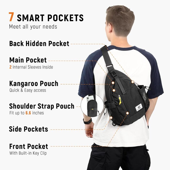 Чоловіча сумка через плече SKYSPER: стильна, захищена від крадіжок, для подорожей та повсякденного використання (чорна)