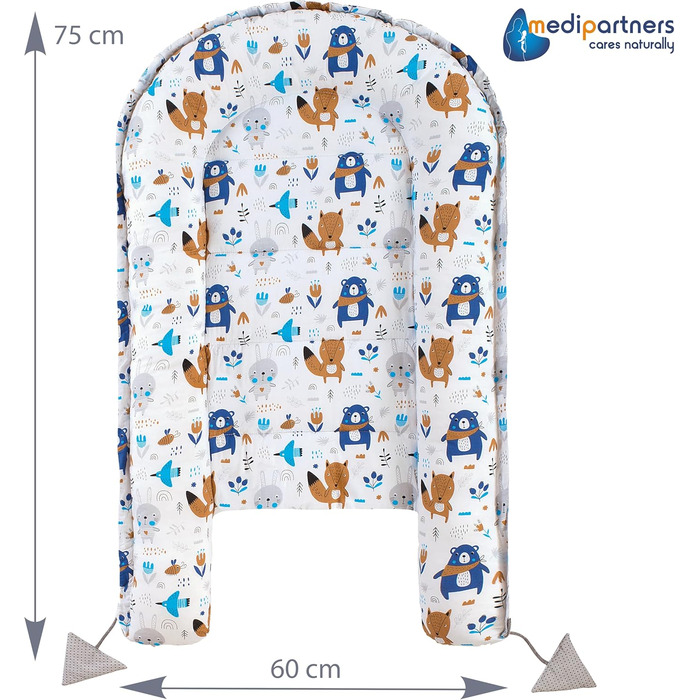 Килимок для котів та собак Medi Partners 75x60x10 см, м'яке ліжко-гніздо з зірками (Boho Animals)