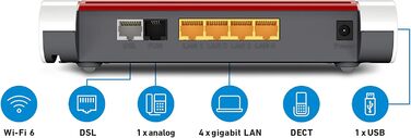 Роутер FRITZ!Box 7530 AX International Wi-Fi 6 DSL - Підтримка DSL/VDSL, Mesh, DECT, Media Server, для Австрії/Швейцарії