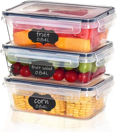 12 контейнерів для зберігання їжі з кришкою, контейнери для заморожування, meal prep бокси, 6 x 1л/0.52л, BPA-free, герметичні, придатні для мікрохвильової печі, можна мити в посудомийній машині, для зберігання та транспортування їжі, фруктів, овочів