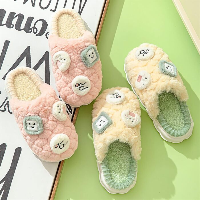 Жіночі та чоловічі халапи-тапочки зимові з плюшу, теплі, з піною, антиковзні, пухнасті (42/43 EU, широкі, жовті)