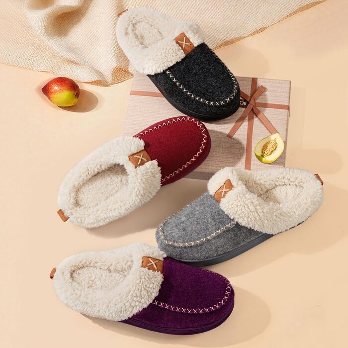 Жіночі домашні тапочки LongBay з вовняного вигляду з піною з пам'яті, м'яке Sherpa-підкладка для дому та вулиці, 38/39 EU, сірі