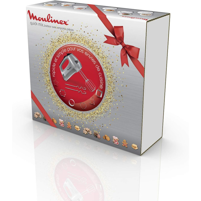 Міксер ручний Moulinex Quickmix HM3108, 300 Вт, 5 швидкостей, 2 насадки, нержавіюча сталь, чорний