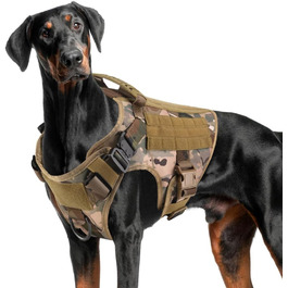 FeimaX Tactical Dog Harness with Handle Military Net Working Tactical Dog Vest Chest Harness for Large Dogs No Pull Adjustable Vest for Walks Training (Camo, S) Camo S