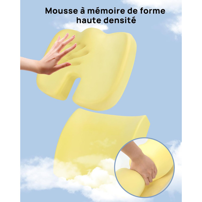 Ортопедична подушка для сидіння Feagar з memory foam, ергономічна подушка для офісного крісла, інвалідного візка, автокрісла, подушка для куприка, чорна (набір, XL (90-150 кг))