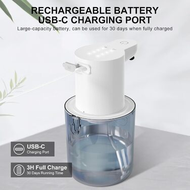 Автоматичний дозатор мила Cuteefun, 400 мл, сенсорний, індикатор заряду, 4 рівня дозування, для ванної/кухні, чорний