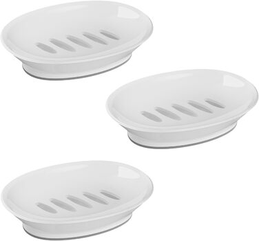 Набір з 3 мисок для мила з піддоном, мильниця, легке очищення, запобігає розмитому милу для душу, ванної кімнати, кухні, білий, синій, зелений